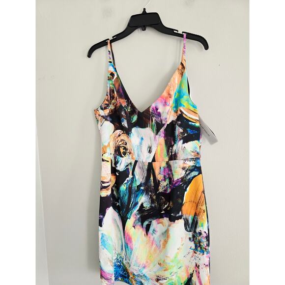 Black Halo Abstract Colorful Bodycon Dress 12 NWT - Picture 2 of 6